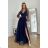 Women's Plus Size (42-46) Long Elegant Party Sleeveless Dress POLISH FASHION PMLBC23265-10 dark blue 44