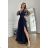 Women's Plus Size (42-46) Long Elegant Party Sleeveless Dress POLISH FASHION PMLBC23265-10 dark blue 44