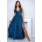 Women's Plus Size (42-46) Long Elegant Party Sleeveless Dress POLISH FASHION PMLBC23265-10 turquoise 40