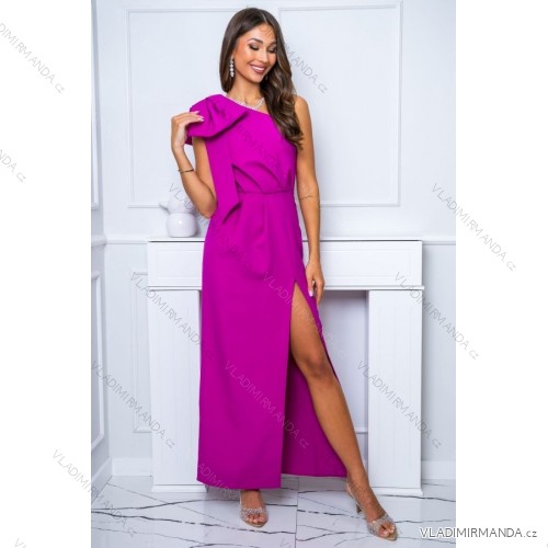 Women's Plus Size (42-46) Long Elegant Party Sleeveless Dress POLISH FASHION PMLBC23265-10 fialová purpurová 38