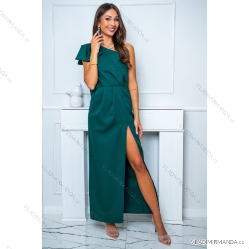 Women's Plus Size (42-46) Long Elegant Party Sleeveless Dress POLISH FASHION PMLBC23265-10 green 38