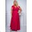 Women's Plus Size (42-46) Long Elegant Party Sleeveless Dress POLISH FASHION PMLBC23265-10 růžová fuchsiová 50