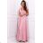 Women's Plus Size (42-46) Long Elegant Party Sleeveless Dress POLISH FASHION PMLBC23265-10 pink 40