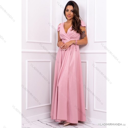 Women's Plus Size (42-46) Long Elegant Party Sleeveless Dress POLISH FASHION PMLBC23265-10 pink 40