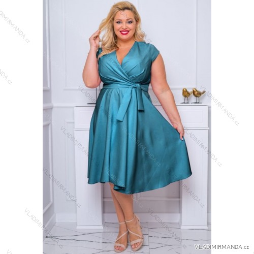 Women's Plus Size (42-46) Long Elegant Party Sleeveless Dress POLISH FASHION PMLBC23265-10 turquoise 44