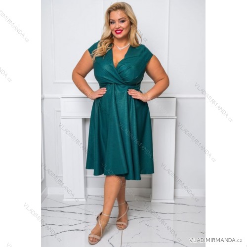 Women's Plus Size (42-46) Long Elegant Party Sleeveless Dress POLISH FASHION PMLBC23265-10 green 46