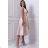 Women's Plus Size (42-46) Long Elegant Party Sleeveless Dress POLISH FASHION PMLBC23265-10 light gold 40