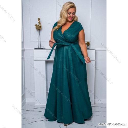 Women's Plus Size (42-46) Long Elegant Party Sleeveless Dress POLISH FASHION PMLBC23265-10 dark green 46