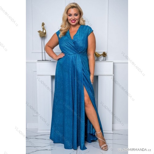 Women's Plus Size (42-46) Long Elegant Party Sleeveless Dress POLISH FASHION PMLBC23265-10 turquoise 50