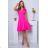 Women's Plus Size (42-46) Long Elegant Party Sleeveless Dress POLISH FASHION PMLBC23265-10 růžová neon 50