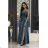 Long satin evening dress with straps for women (34-42) POLISH FASHION PMLEL24NATHALIEA9 petrol blue 42