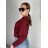 Women's Light Knitted Long Sleeve Sweater (L/XL ONE SIZE) ITALIAN FASHION IM723GALA S / M wine