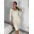 Women's Long Sleeve Knitted Dress (S/M ONE SIZE) ITALIAN FASHION IMWAK23CL5019 -   béžová smetanová -   S / M