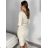 Women's Long Sleeve Knitted Dress (S/M ONE SIZE) ITALIAN FASHION IMWAK23CL5019 -   béžová smetanová -   S / M