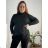 Women's Plus Size Long Sleeve Turtleneck T-Shirt (42/44/46 ONE SIZE) ITALIAN FASHION IM524006