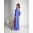 Women's Long Elegant Dress with Wide Straps (SL) FRENCH FASHION FMPEL23VELVET purple 34