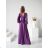 Women's Long Elegant Dress with Wide Straps (SL) FRENCH FASHION FMPEL23VELVET Dark, Purple 46