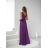 Women's Long Elegant Dress with Wide Straps (SL) FRENCH FASHION FMPEL23VELVET Dark, Purple 40