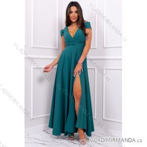 Women's Plus Size (42-46) Long Elegant Party Sleeveless Dress POLISH FASHION PMLBF25GALAGREEN