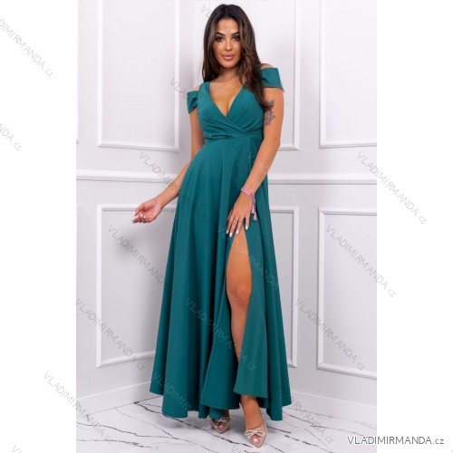 Women's Plus Size (42-46) Long Elegant Party Sleeveless Dress POLISH FASHION PMLBF25GALAGREEN 50 green