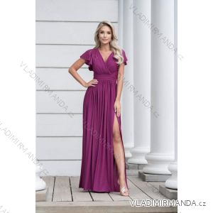 Women's Long Elegant Dress with Wide Straps (SL) FRENCH FASHION FMPEL23VELVET