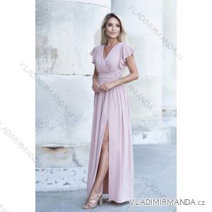 Women's Long Elegant Dress with Wide Straps (SL) FRENCH FASHION FMPEL23VELVET