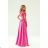 Women's Long Elegant Dress with Wide Straps (SL) FRENCH FASHION FMPEL23VELVET pink 34