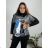 Women's Oversized Knitted Long Sleeve Sweater (S/M ONE SIZE) ITALIAN FASHION IMSN2416125 56/58 black