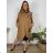 Women's Plus Size Long Sleeve Zipper Hooded Sweatshirt (XL/2XLONE SIZE) ITALIAN FASHION IMD23429 52/54 Brown