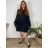 Long elegant lace long sleeve dress for women, oversized (54/56/58 ONE SIZE) ITALIAN FASHION IM424764 56/58 dark blue