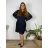 Long elegant lace long sleeve dress for women, oversized (54/56/58 ONE SIZE) ITALIAN FASHION IM424764 56/58 dark blue