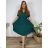 Women's elegant party long sleeve dress (S/M ONE SIZE) ITALIAN FASHION IM322282 50/52 emerald green