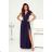 Women's Long Elegant Dress with Wide Straps (SL) FRENCH FASHION FMPEL23VELVET dark blue 38