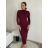 Women's long sleeve knitted dress (S/M/L ONE SIZE) ITALIAN FASHION IMD24358/DU - burgundy - S/M/L