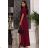 Women's Strapless Long Satin Party Dress (34-42) POLISH FASHION PMLEL24NATHALIE wine S