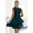 205-4 LAURA flared dress with lace - green M emerald green