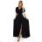 581-1 JENNIFER shiny long dress with sleeves and neckline - black with glitter