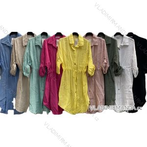 Muslin shirt dress 3/4 long sleeve women's oversized (48/50/52 ONE SIZE) ITALIAN FASHION IMC25033