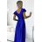 Elegant formal dress Crystal long halter neck with beautiful sleeves (XS-2XL) Polish fashion NMC-411-11/DUR royal blue L