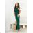 Women's Long Elegant Dress with Wide Straps (SL) FRENCH FASHION FMPEL23VELVET green 42