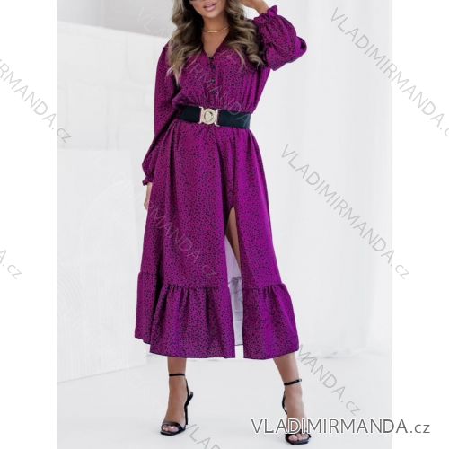 Women's long sleeve casual dress with belt (S/M/L ONE SIZE) ITALIAN FASHION IMWGB25006