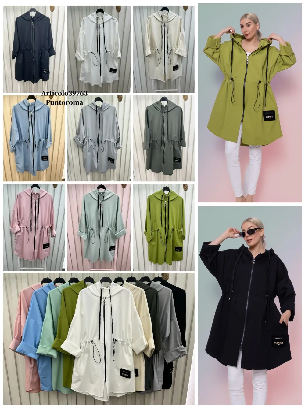 Women's light zip-up jacket with hood, long sleeves (S/M/L ONE SIZE) ITALIAN FASHION IMPLI2539763