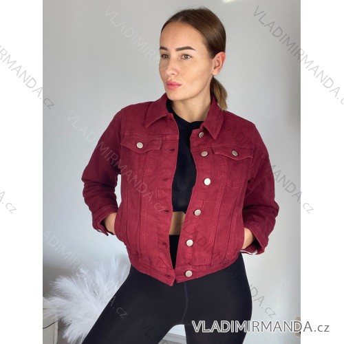 Women's denim jeans jacket (S-2XL) MOON GIRL SUN24KS218-15/DUR S wine burgundy