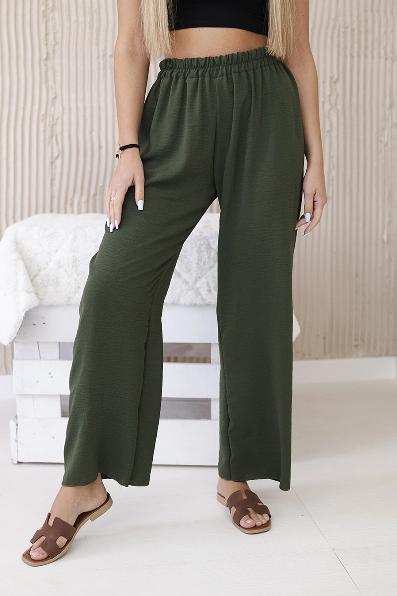 Khaki wide leg pants