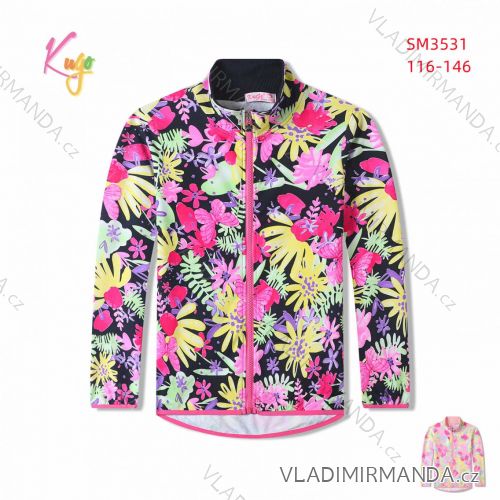 Lightweight long-sleeved zip-up sweatshirt for children and teenagers, girls (116-146) KUGO SM3531