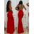 Women's elegant long dress with straps (S/M ONE SIZE) ITALIAN FASHION IMM22LS9714 red S/M