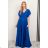 Women's long party short sleeve dress (36-54) POLISH FASHION PMLMR23LAURA-3 Royal blue 54