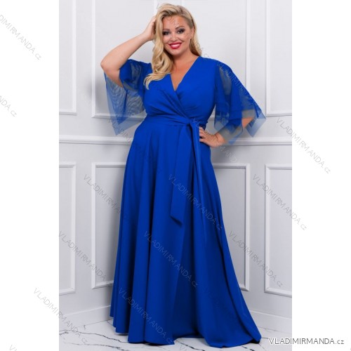 Women's Plus Size (42-46) Long Elegant Party Sleeveless Dress POLISH FASHION PMLBC23265-10 Royal blue 50