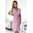 Short pleated dress, short sleeves, women's (S-XL) Polish fashion NUMOCO 374-3 POLINA NMC-374-3/DR pink old pink L