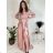 Women's Long Elegant Satin Long Sleeve Dress (S/M ONE SIZE) ITALIAN FASHION IMPBBP24O782 S / M Golden